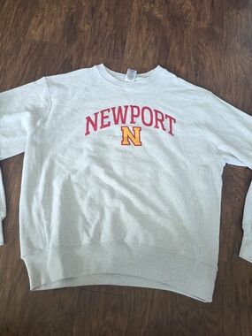 Newport Crewneck Sweatshirt - Light Gray with Red & Yellow Logo Size L.